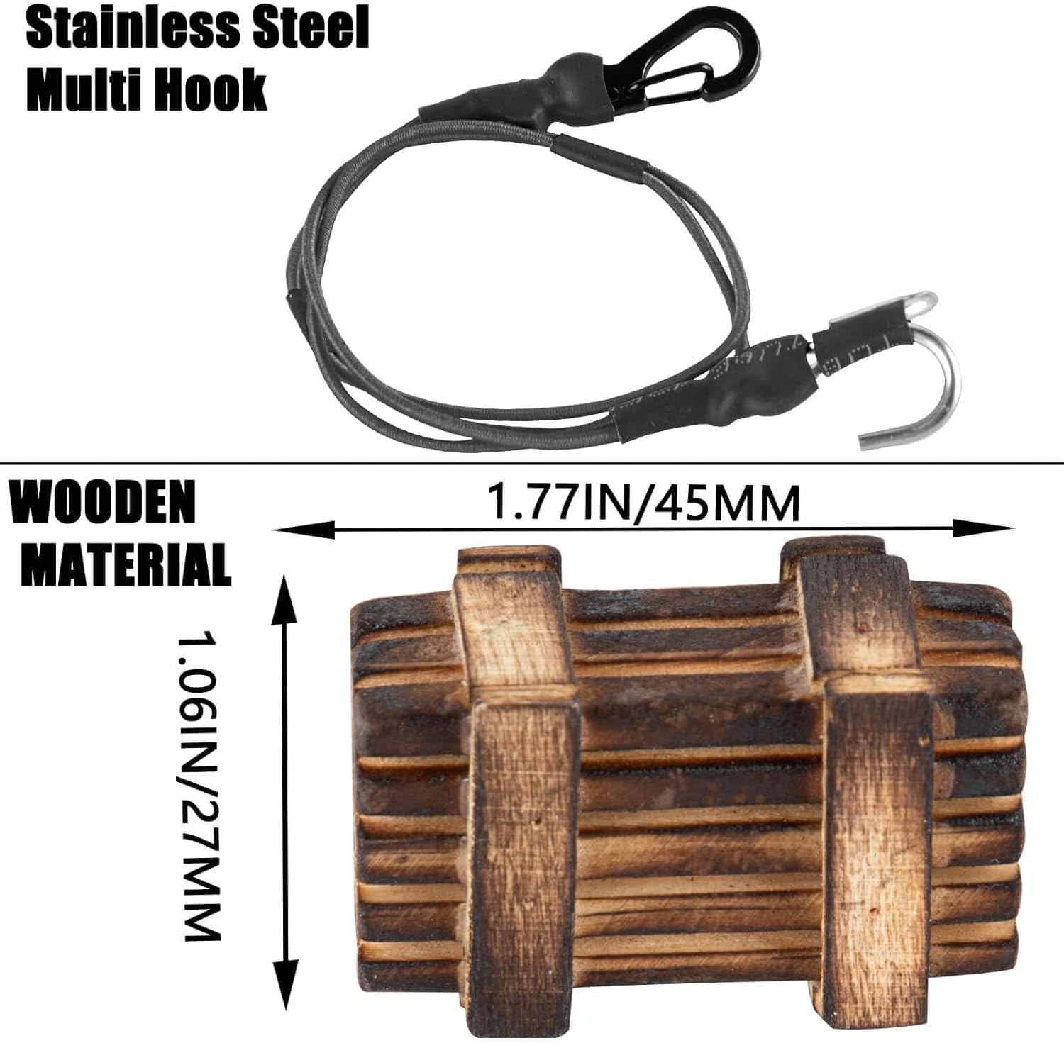 for 1/18 1/24 TRX4M K10 SCX24 FCX24 K5 AX24,Oil Drum/Tow Rope/Recovery Board/Wooden Box/Antennas/Fire ExtinguisherNet/Toolbox/Wood Box/Luggage Net/Simulation Decorative Package/Shovel,Black