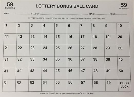Crystals 1-59 Bonus Ball Cards Lottery Fundraising Ticket A4 Double ...