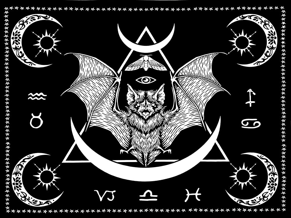 Dyrlhz Bat Tapestry Black And White Bat Wall Hanging Tapestry Gothic Wall Hanging Tapestry