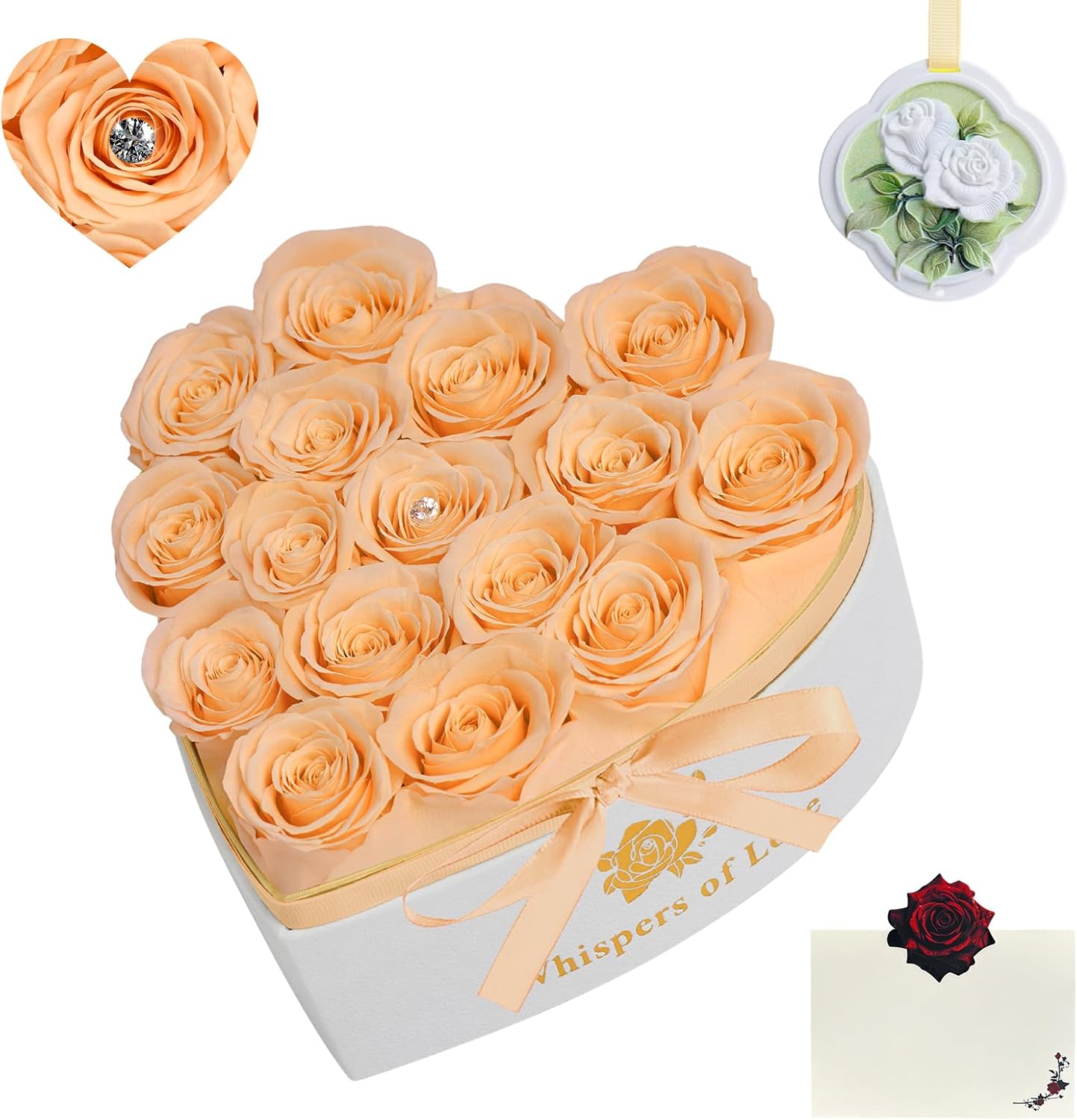 Luxury Preserved Roses – Forever Real Roses Flowers for Delivery in a White Box, Preserved Flowers Birthday Gifts for Women Mom Wife, Ideal for Anniversary (Champagne 16 Roses, 16 Roses)