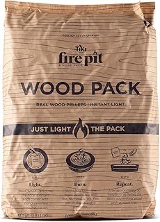 TIKI Wood Pack – 1-Pack Wood Pellets for Smokeless Fire Pits, Easy-to-Use Fire Pit Fuel for Outdoor Heating & Camping, 30+ Minute Burn Time, Made in The USA