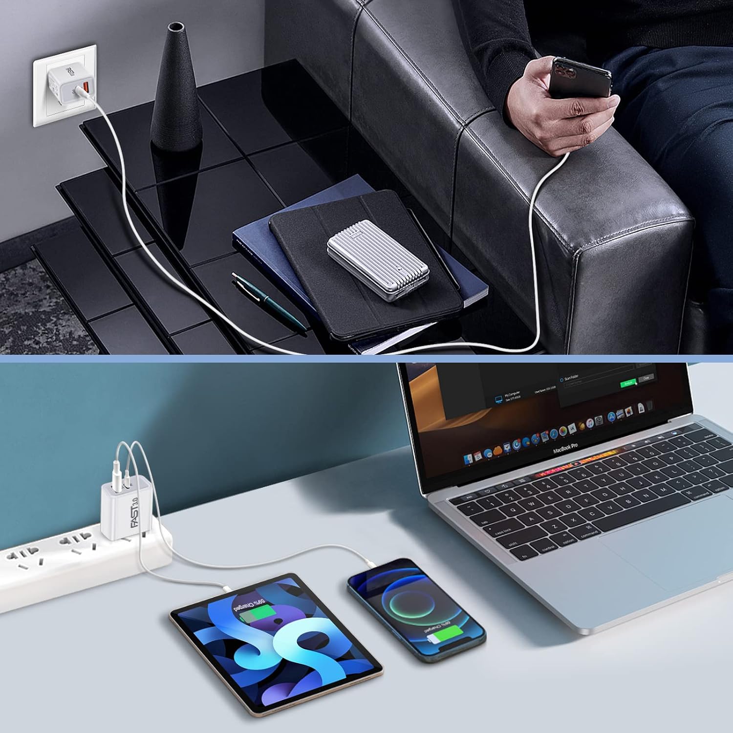 5 Pack USB C Wall Charger Block Boxeroo Dual Port PD Power Delivery Fast Type C Charging Block USB C Adapter Plug Box Brick Cube for iPhone 15 Pro Max, Google Pixel 6 5, Samsung Galaxy (White)