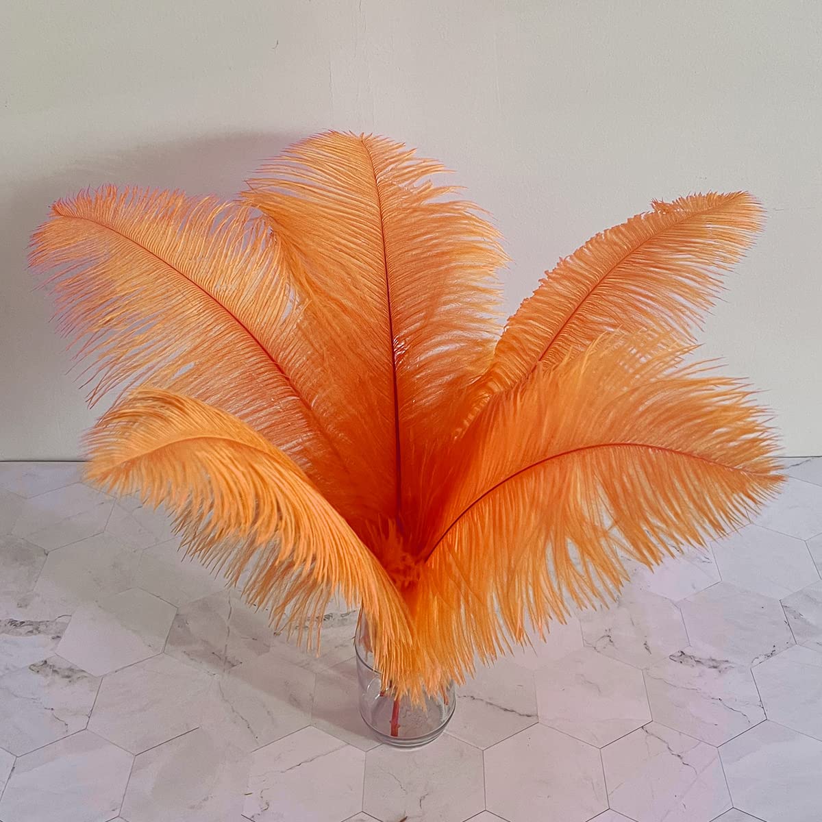 10pcs Large Orange Ostrich Feathers 16-18 inch Fluffy Feather for Crafts Home Party Decoration Wedding Centerpieces Clothes Vase Decor