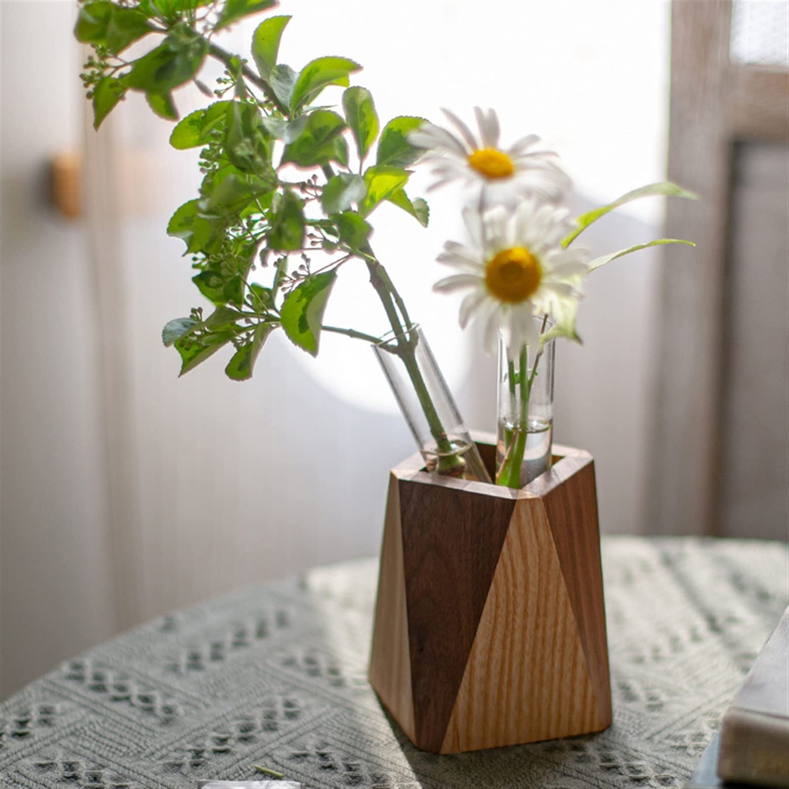 Pot à crayons en bois naturel de frêne vintage pour bureau, bureau et maison