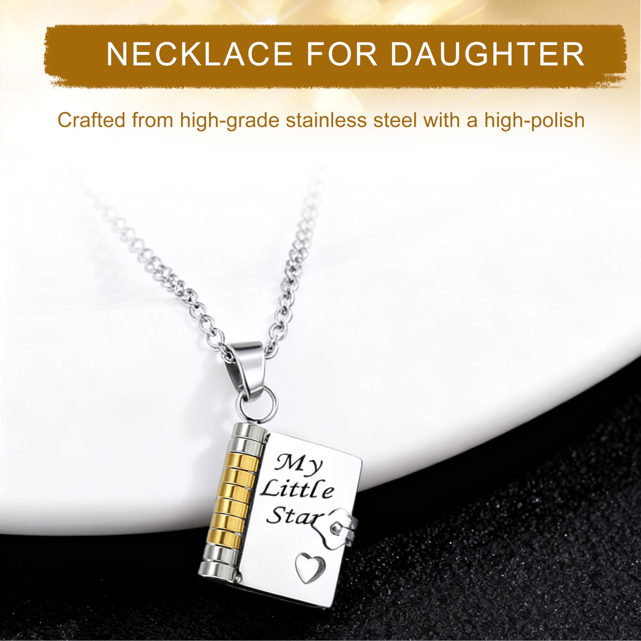Mein Kleines Stern Buch Collar Mi Increíble Hija Collar Regalos para Hija De Padre Madre Madre Ajustable Plata 18k Oro Joyería Abrir
