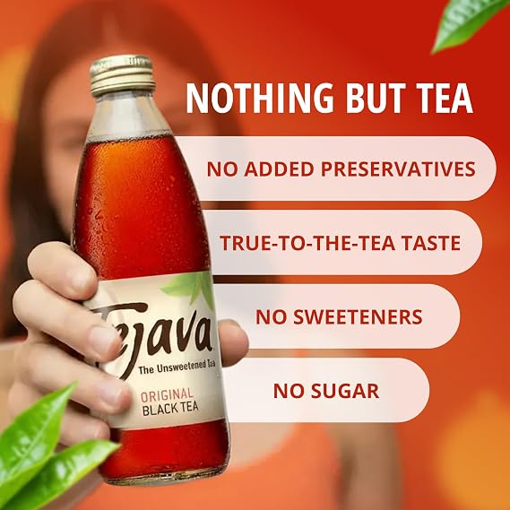 Tejava Original Unsweetened Black Iced Tea, 12 fl oz, Pack of 12