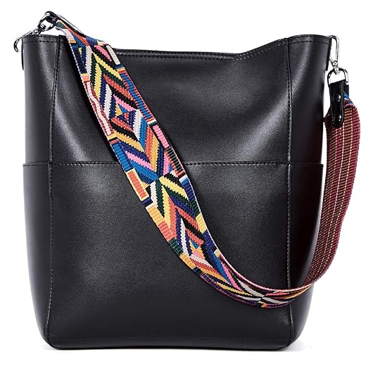 BROMEN Hobo Bags for Women Leather Handbags Designer Shoulder Bucket Crossbody Purse White