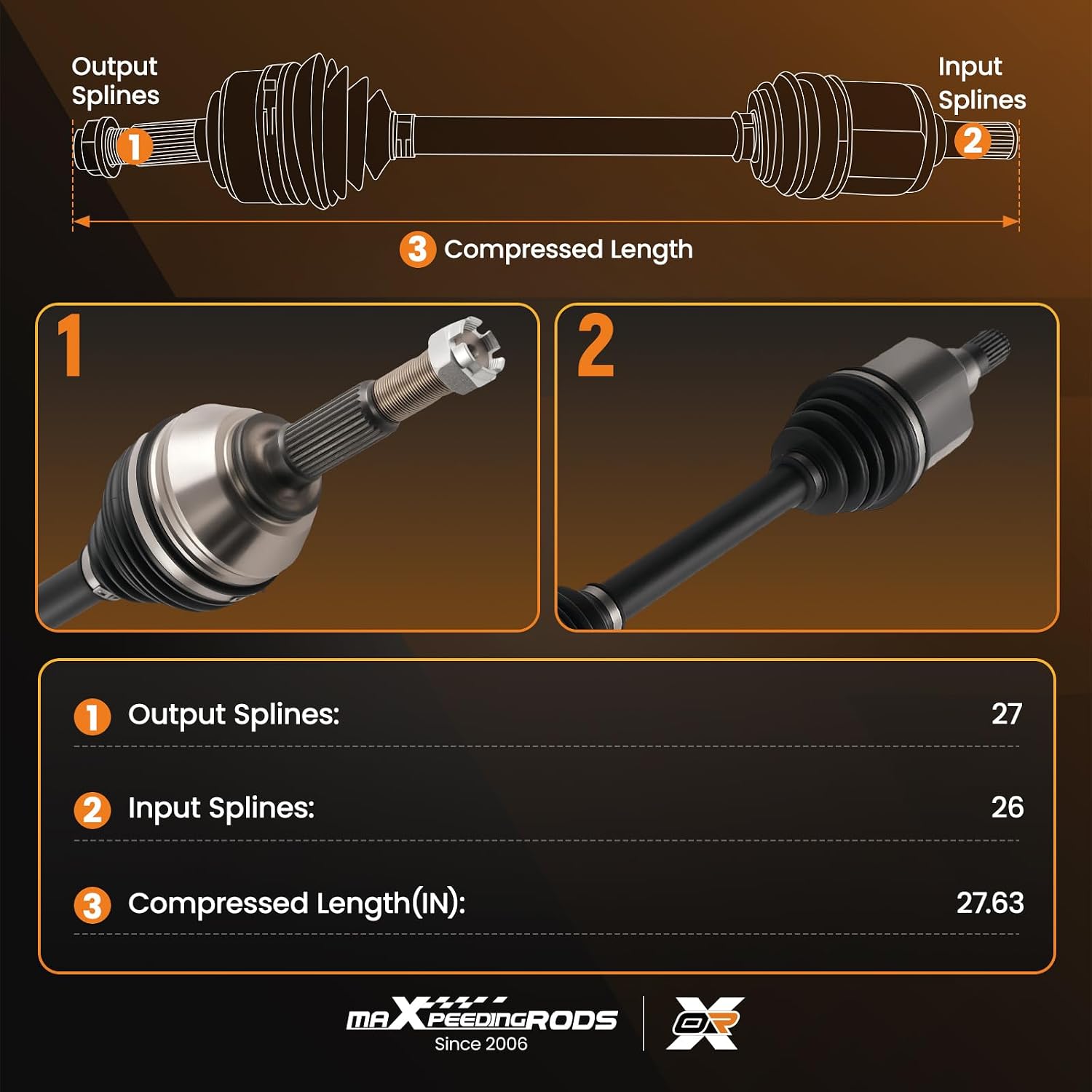 maXpeedingrods 2PC Front CV Axle for Buick Rainier 2004-2007, for Chevrolet Trailblazer 2002-2009, for GMC Envoy 2002-2009, for Isuzu Ascender 2003-2008, 66-1345 60-1345 M24x2.0