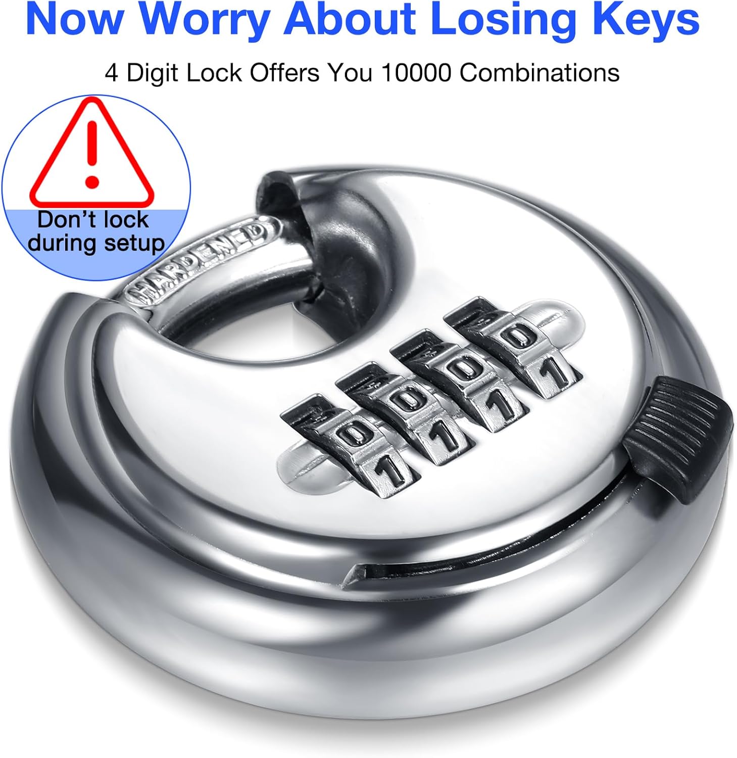 Landhoow 20 Pack 4 Digit Combination Locks Stainless Steel Code Disc Lock Combo Padlock with Hardened Steel Shackle for Sheds Locker Storage Unit Gym Fence Gate Outdoor Indoor, Round and Silver