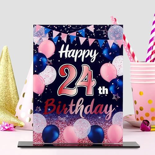 Miniatura 182 de LINGTEER Happy 11th Birthday Decorations, 2Pcs Black&Gold Stand Print Acrylic Table Centerpieces Backdrop Board- Cheers to 11 Years Old Fun Birthday