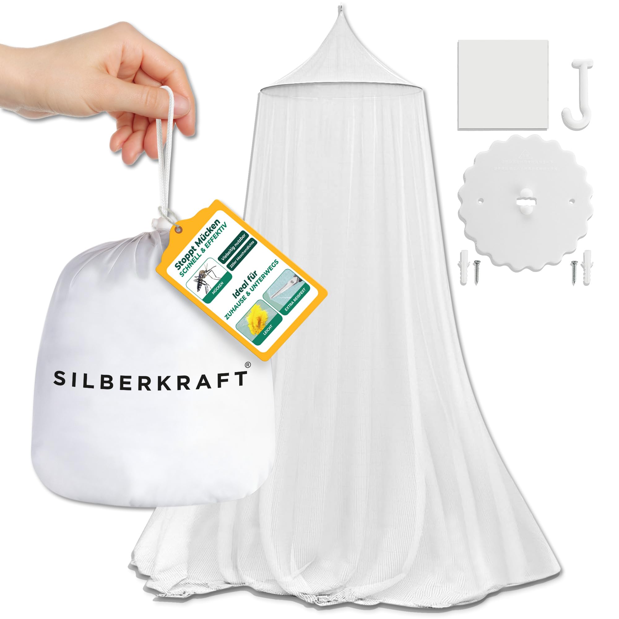 Silberkraft Moskitonetz XXL für Doppelbett