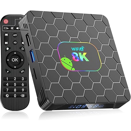 Android TV Box 14.0, Android Box 2026 4GB RAM 64GB ROM, Android 14 TV Boxes 8K 4K Wi-Fi 6 with RK3528 Quad-Core CPU 2.4G 5G Dual-Band Wi-Fi Bluetooth 5.0 USB 3.0 Ethernet 100M Smart Box for TV