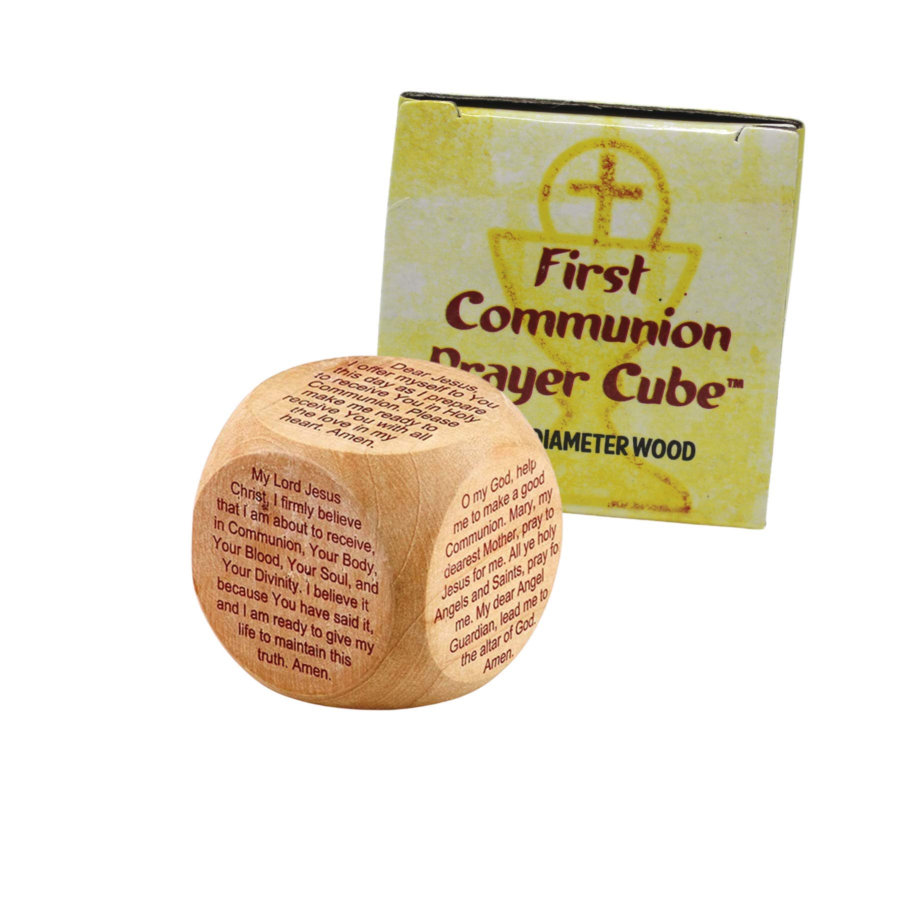 Needzo Wooden Prayer Cube - Learn 6 Catholic Prayers Educational Religious Block