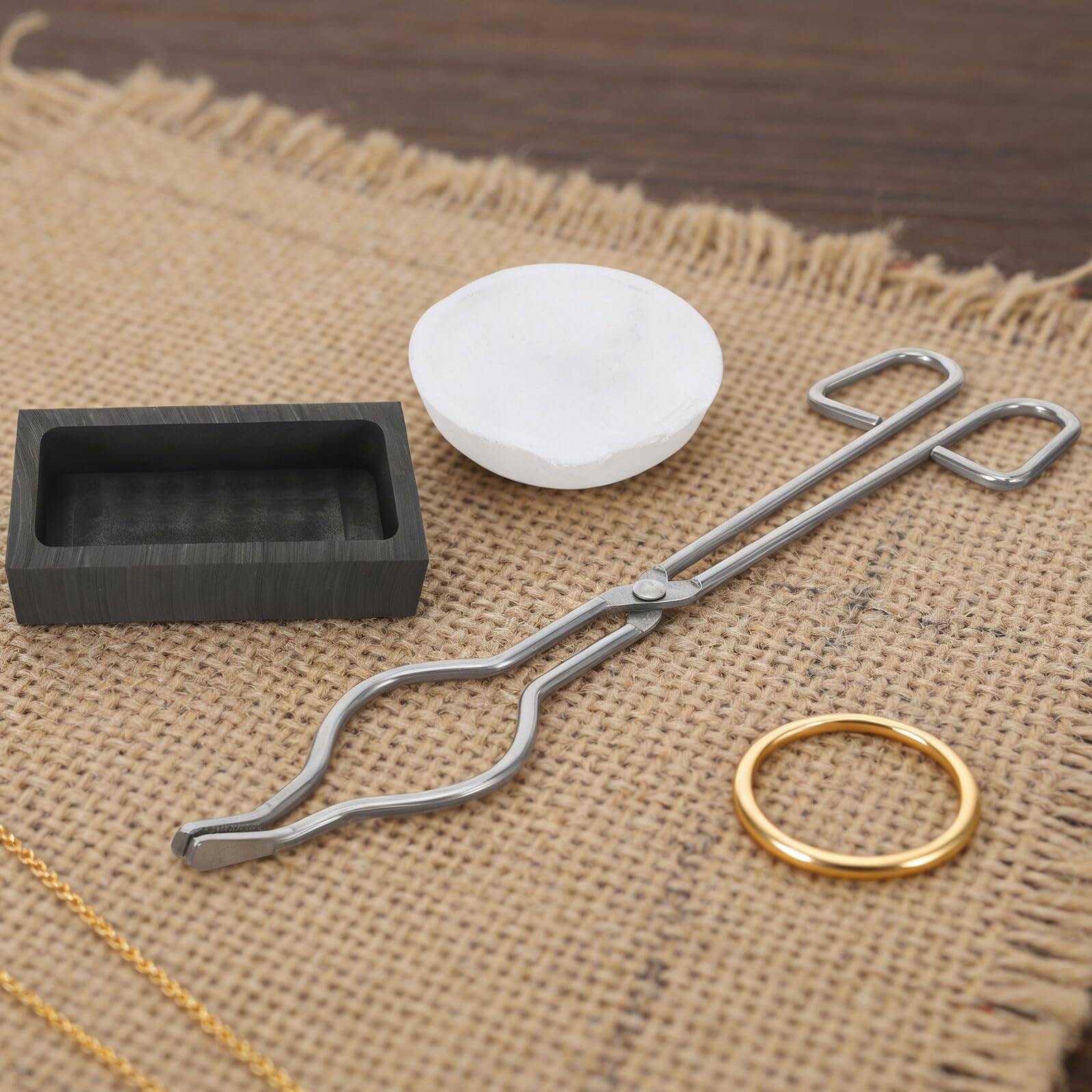 Kit per Fondere Oro con Crogiolo in Grafite Resistente all'Usura e Alta Temperatura, Accessori per Progetti DIY e Stampi per Fusione Metalli