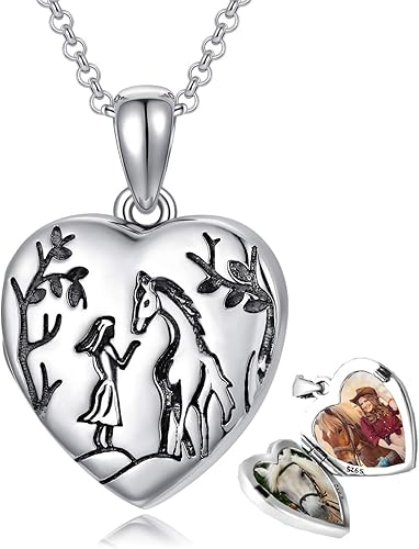 Collar con medallón de corazón que sostiene fotos de plata de ley con colgante de foto, regalo conmemorativo para mujeres y niñas