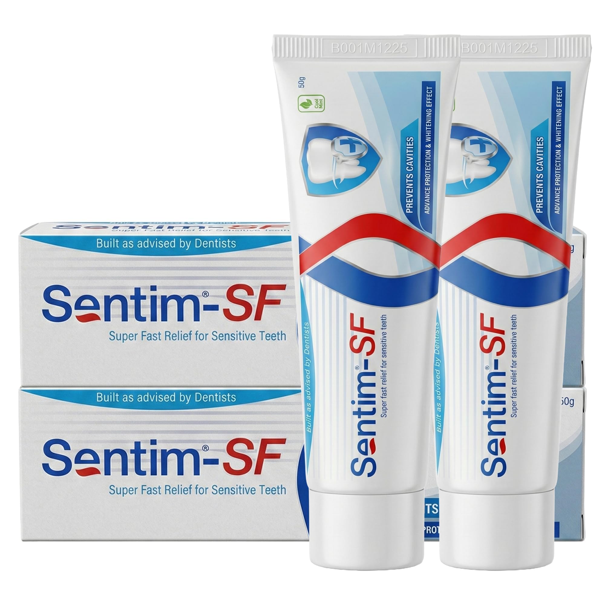 sentim sf toothpaste for sensitive teeth | cool mint flavour | prevents cavities (pack of 2)