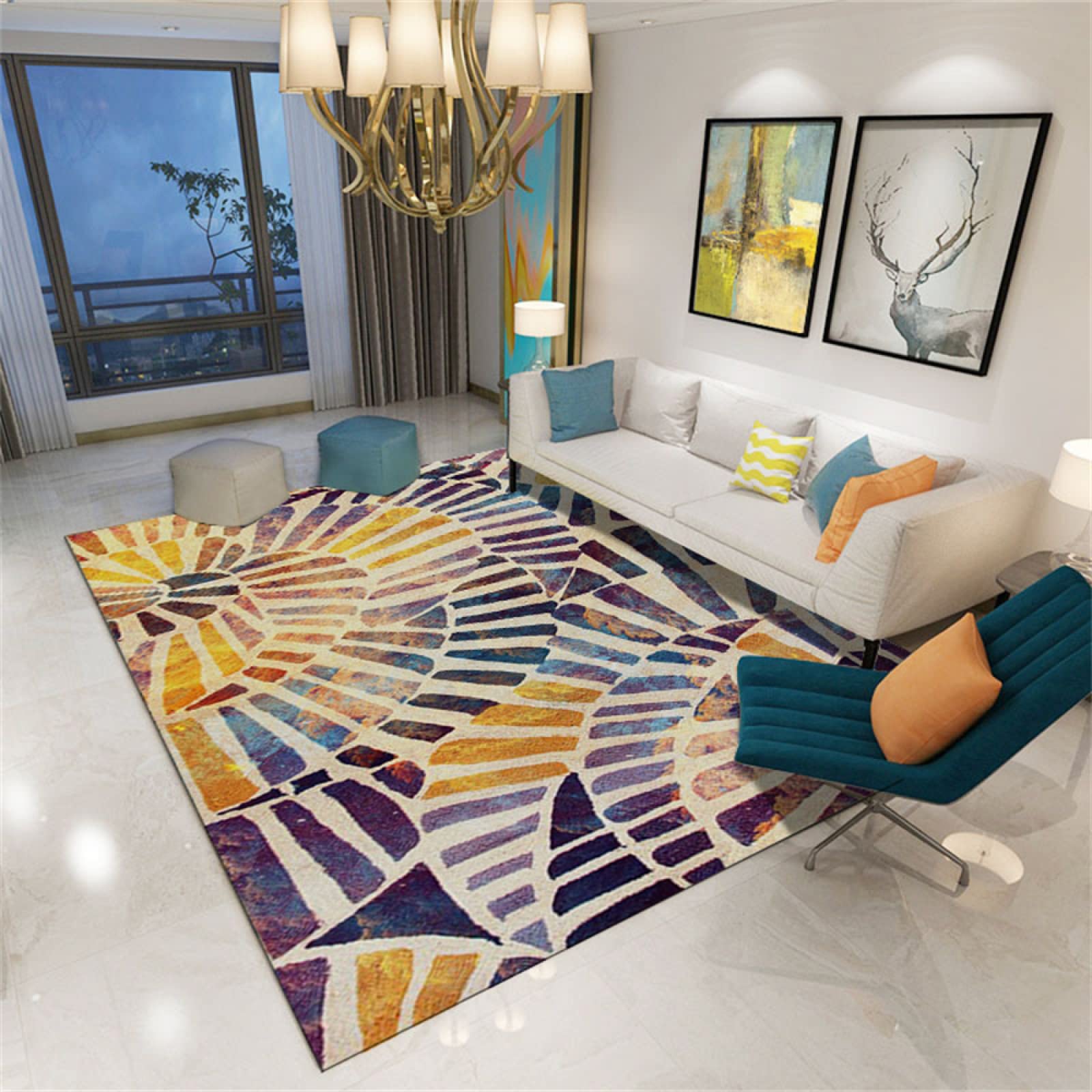 Tapis chambre bebe garcon fini les glissades avec ce grand tapis de salon antiderapant