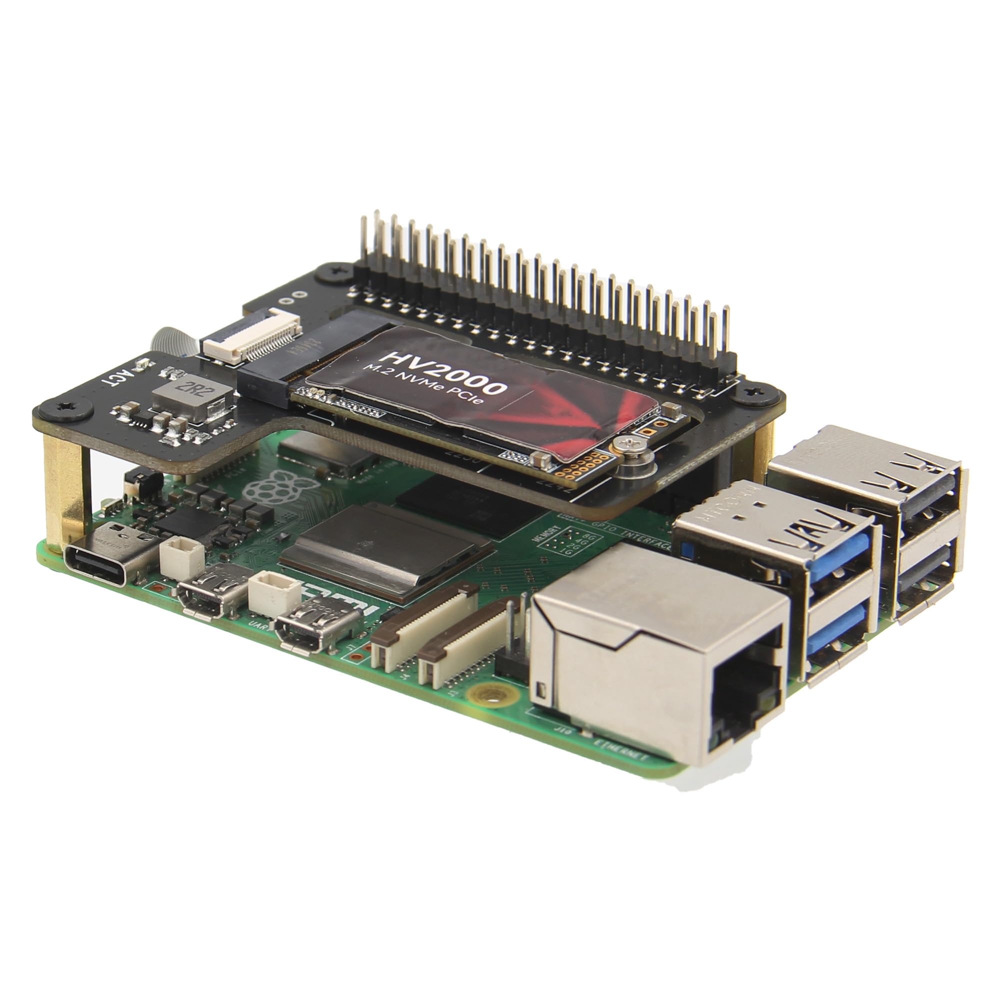 GEEKWORM X1000 PCIE M.2 KEY-M NVME SSD EXPANSION BOARD FOR RASPBERRY PI 5 ONLY