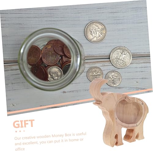 Miniatura 9 de Banco de elefantes para niños y niñas, alcancía de elefante, caja de ahorro de dinero de madera para el hogar