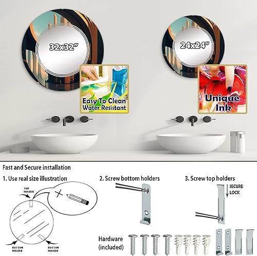 Miniatura 9 de DesignQ Futuristic Architectural Building V - Espejo de tocador, espejos de baño, espejos de pared para sala de estar, dormitorio, espejo ovalado,