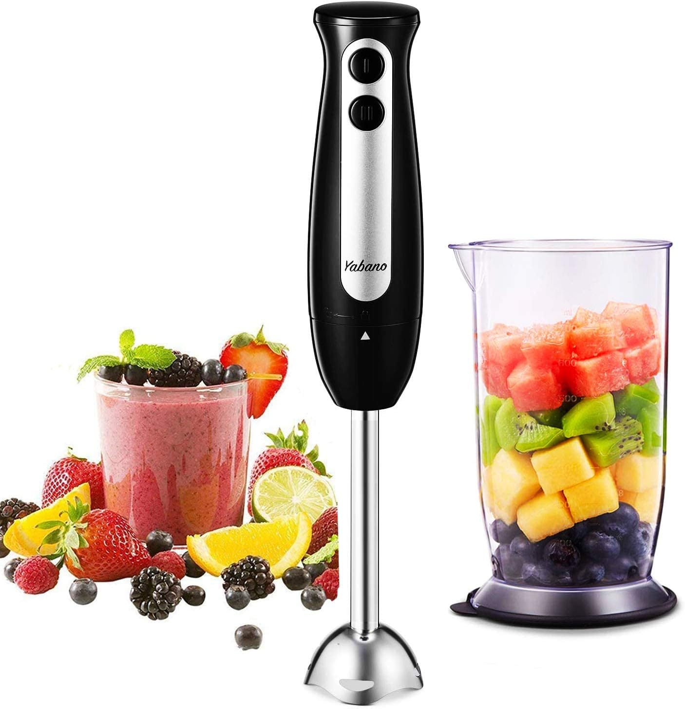 Immersion Blender, Yabano 2 in 1 Hand Blender Stick with 24oz Beaker, 2