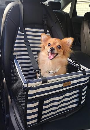 FANCYDELI Puppy Car Seat Upgrade Deluxe Portable Pet Dog Booster Car Seat with Clip-On Safety Leash and Dog Blanket,Perfect for Small and Medium Pets up to 15lbs Blue-White PS001a: Buy Online at Best Price in UAE