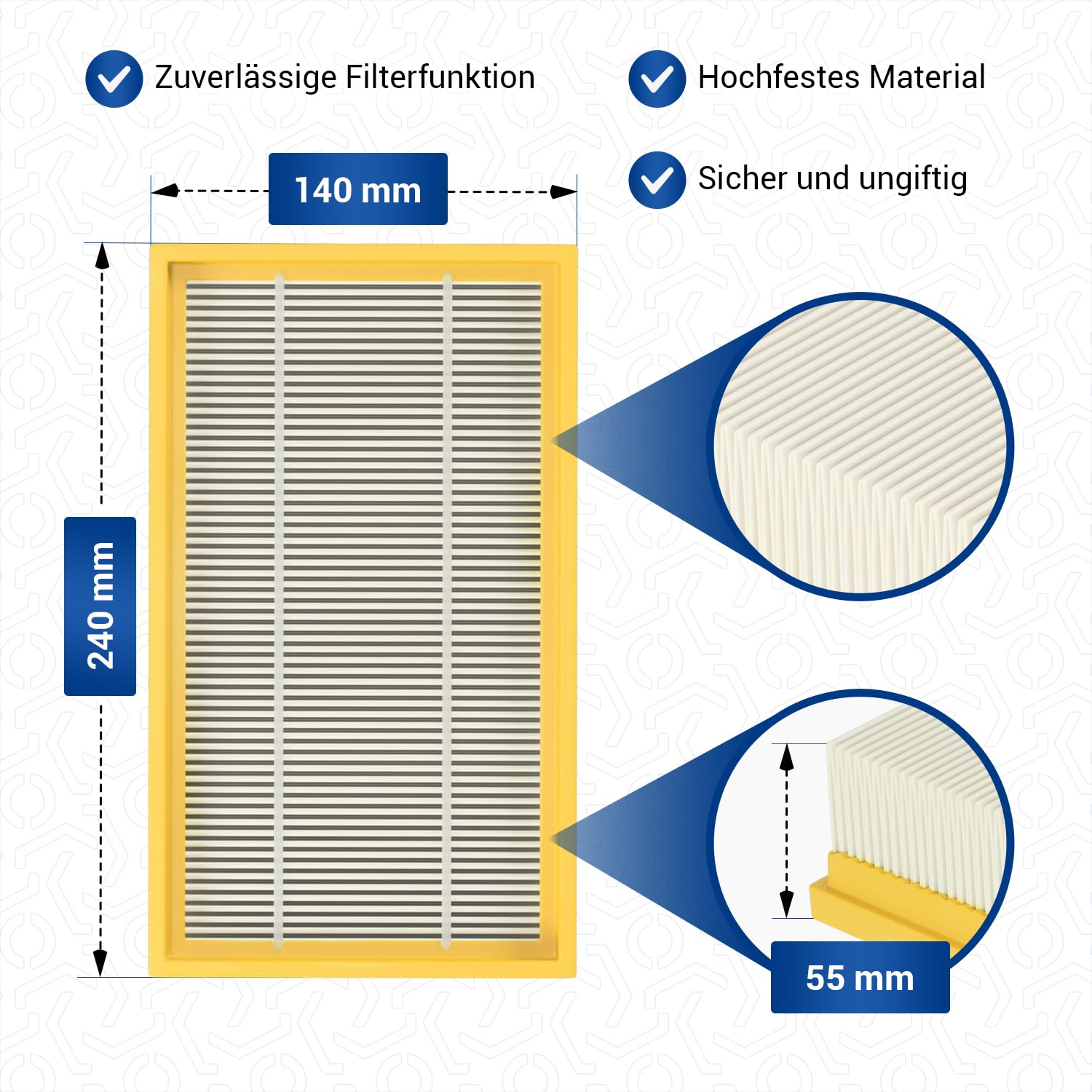 Filtro Aria Per Aspirapolvere - Compatibile Con Karcher, Bosch, Hilti E Würth | Poliestere Piatto - Foto 8