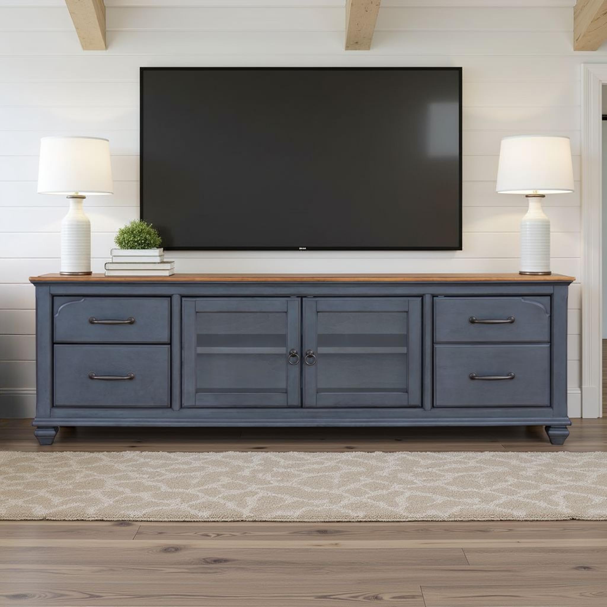【blue gray】ブラック フレンチキャビネット Amazon.com: Bridgevine Home Americana 84 in TV Stand for TVs up to
