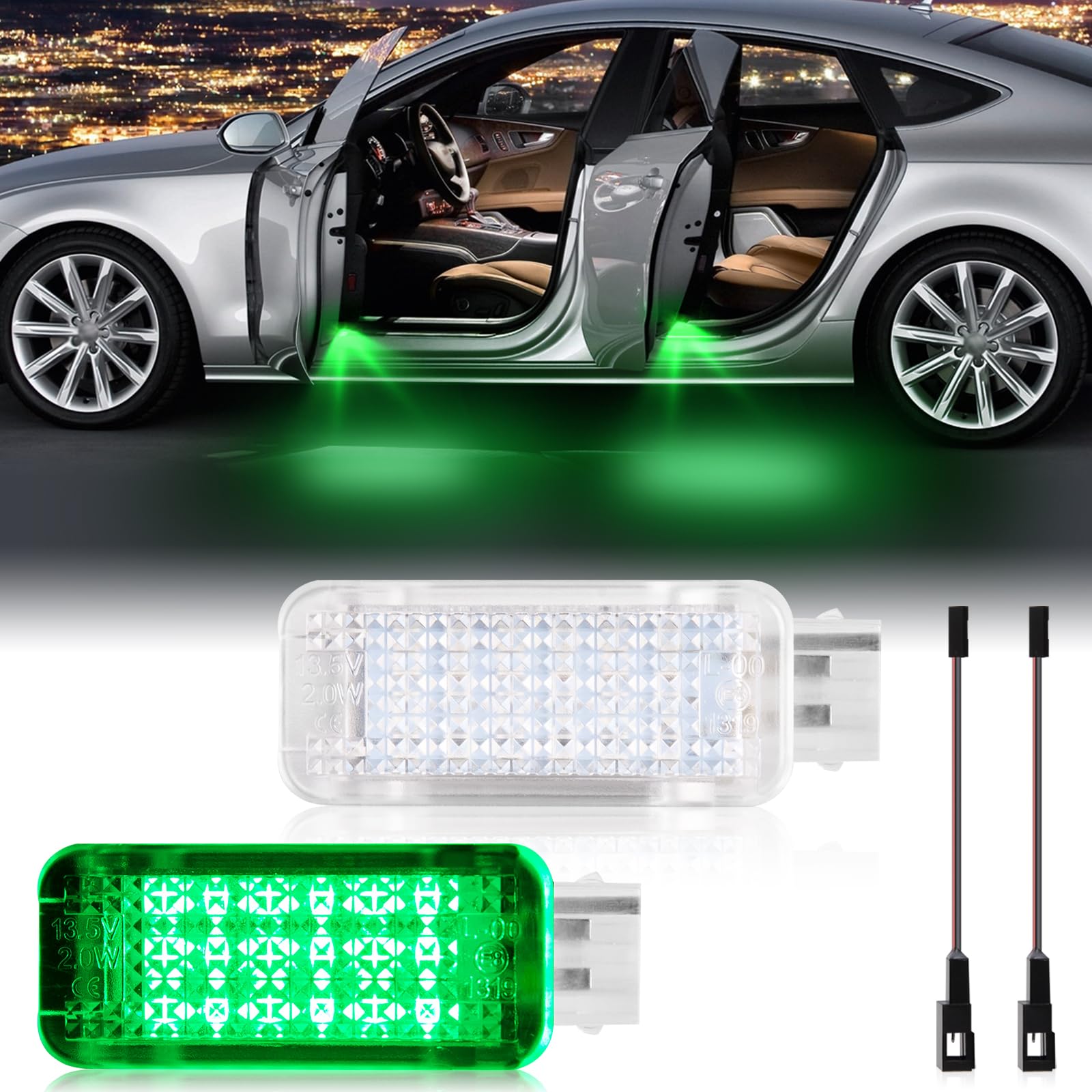 POPMOTORZ 2 Pièces LED Eclairage Porte Voiture avec Canbus Sans Erreur 2835 SMD pour A-udi A2/A3 8P/A4 B5/A4 B6/A4 B7/A4 B8/A5 S5/A6 C5/S6 C5/A7 5D/A8 4D/RS4/RS6/TT/TTS, Coquille Rouge