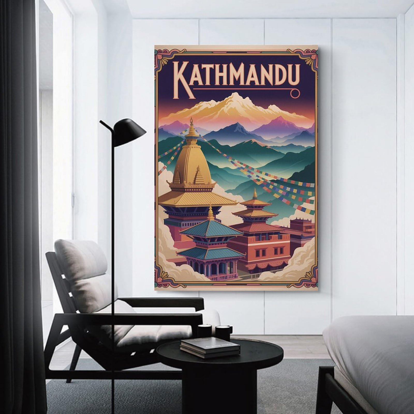 Junmoney Canvas Wall Decor Kathmandu Travel, 16x24inch(40x60cm), for Gallery Wall Layouts in Home Or Office, Home Wall Art for Statement Displays