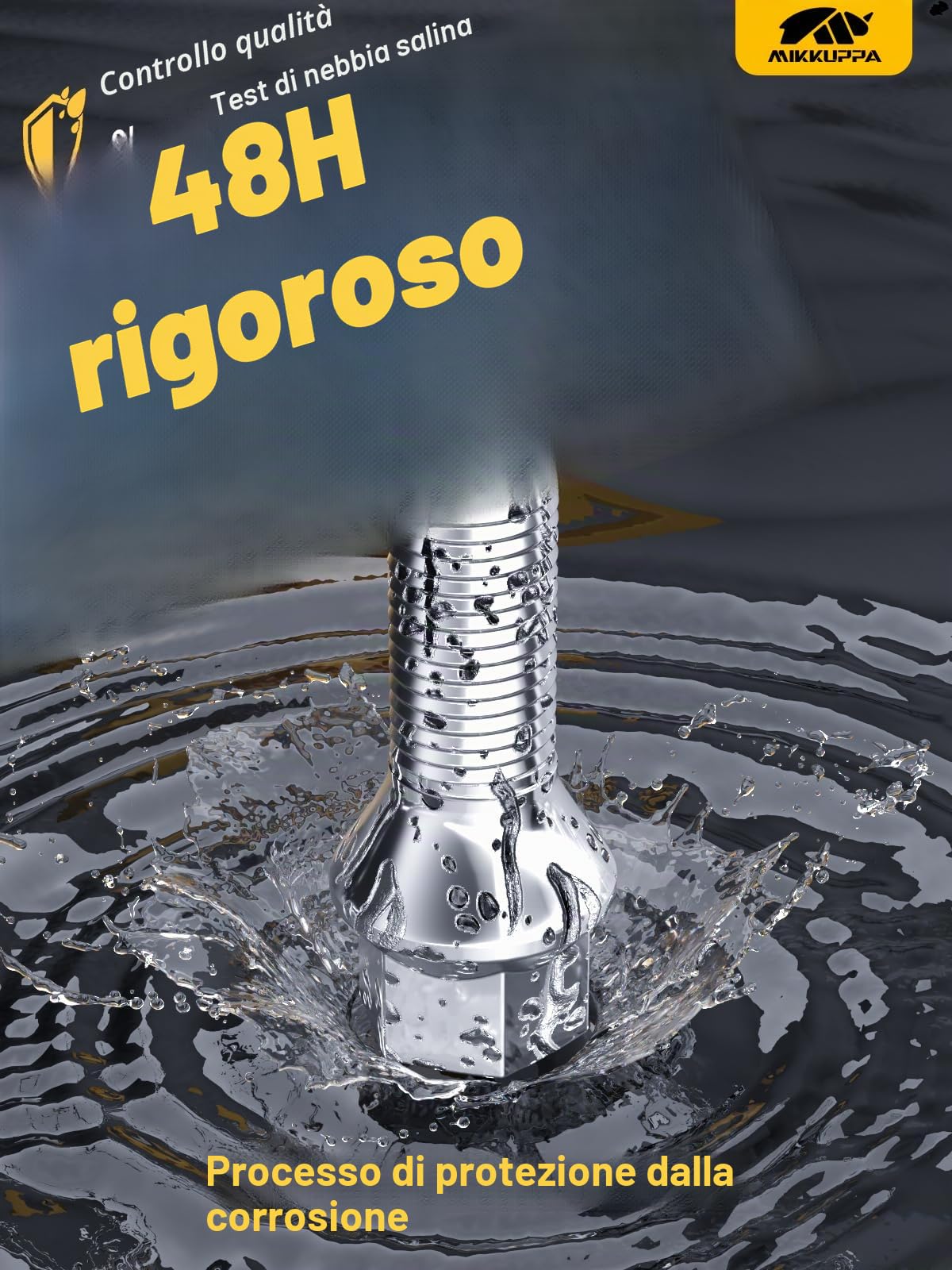 20 bulloni per ruota, M12 x 1,5, lunghezza gambo: 28, anello conico 60°, larghezza chiave 17 mm, argento cromato