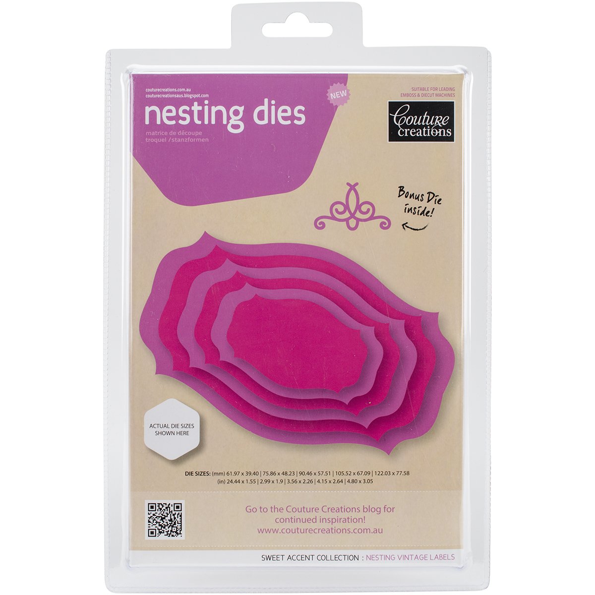 Couture Creations Sweet Accents Nesting Vintage Labels Die, Black