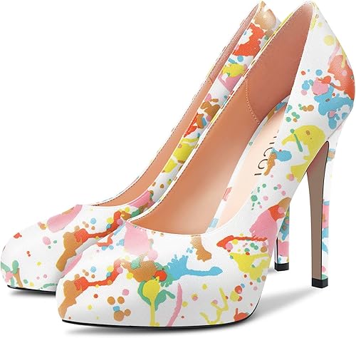 Miniatura 4 de Aachcol Zapatos de vestir de tacón alto con punta redonda para mujer, zapatos de vestir mate para oficina, boda, compras, 5 pulgadas