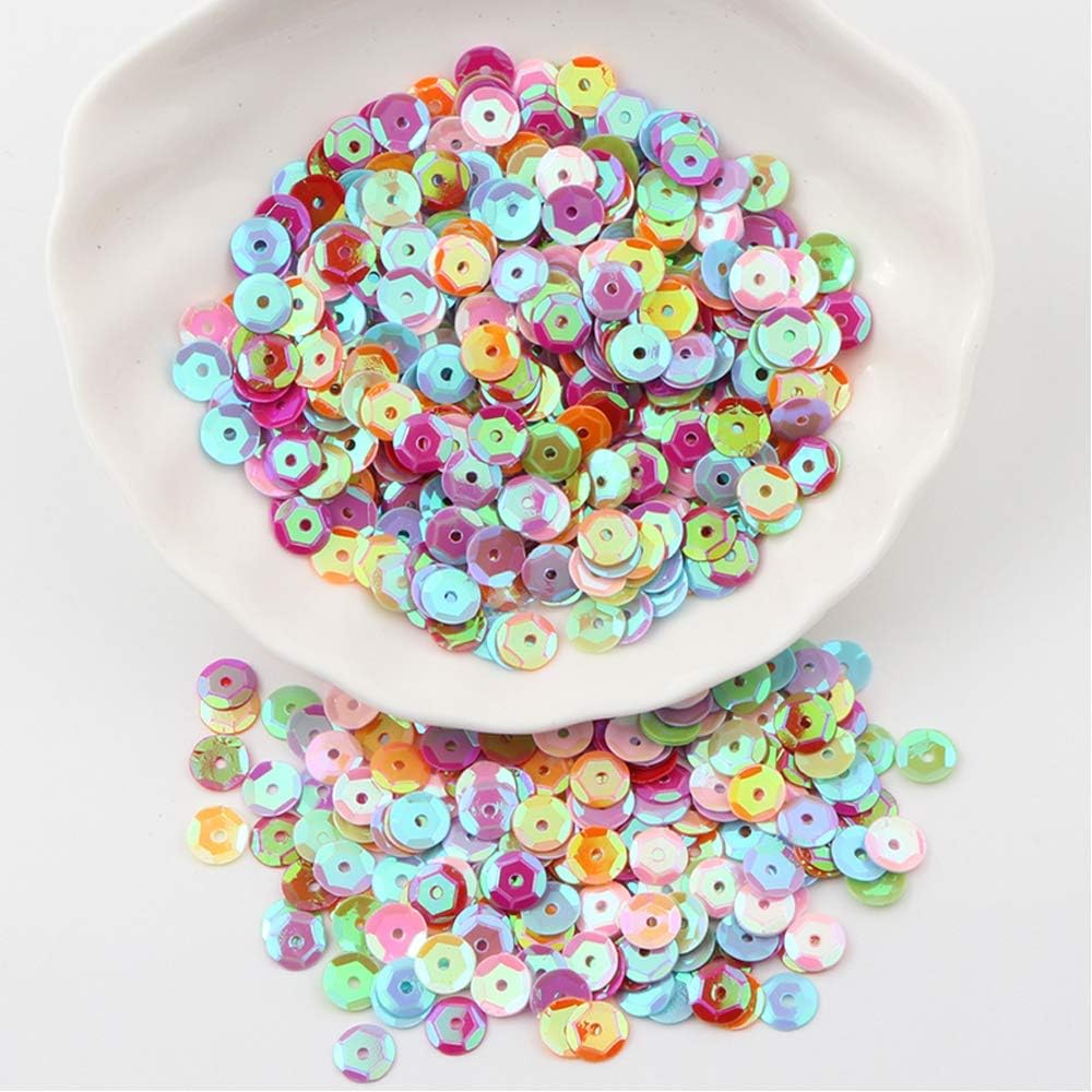CCINEE Loose Sequins,Bulk 24 Rainbow Round Cup Sequins for Sewing Craft Nails Decorations,16000PCS,6MM