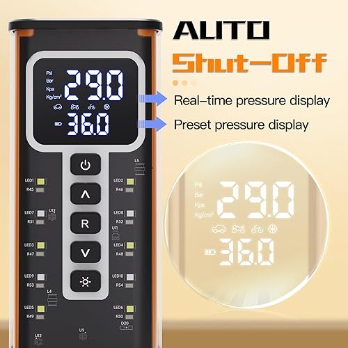 Miniatura 4 de Inflador de neumáticos, compresor de aire portátil, bomba de aire para neumáticos de automóvil 5 veces más rápido, medidor de presión digital de 150