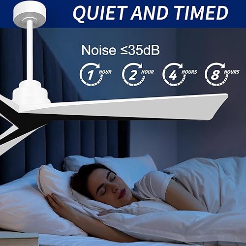 Miniatura 4 de Ventilador de techo de 60 pulgadas sin luz con control remoto, modernos ventiladores de techo de madera para patios, dormitorios y granjas,