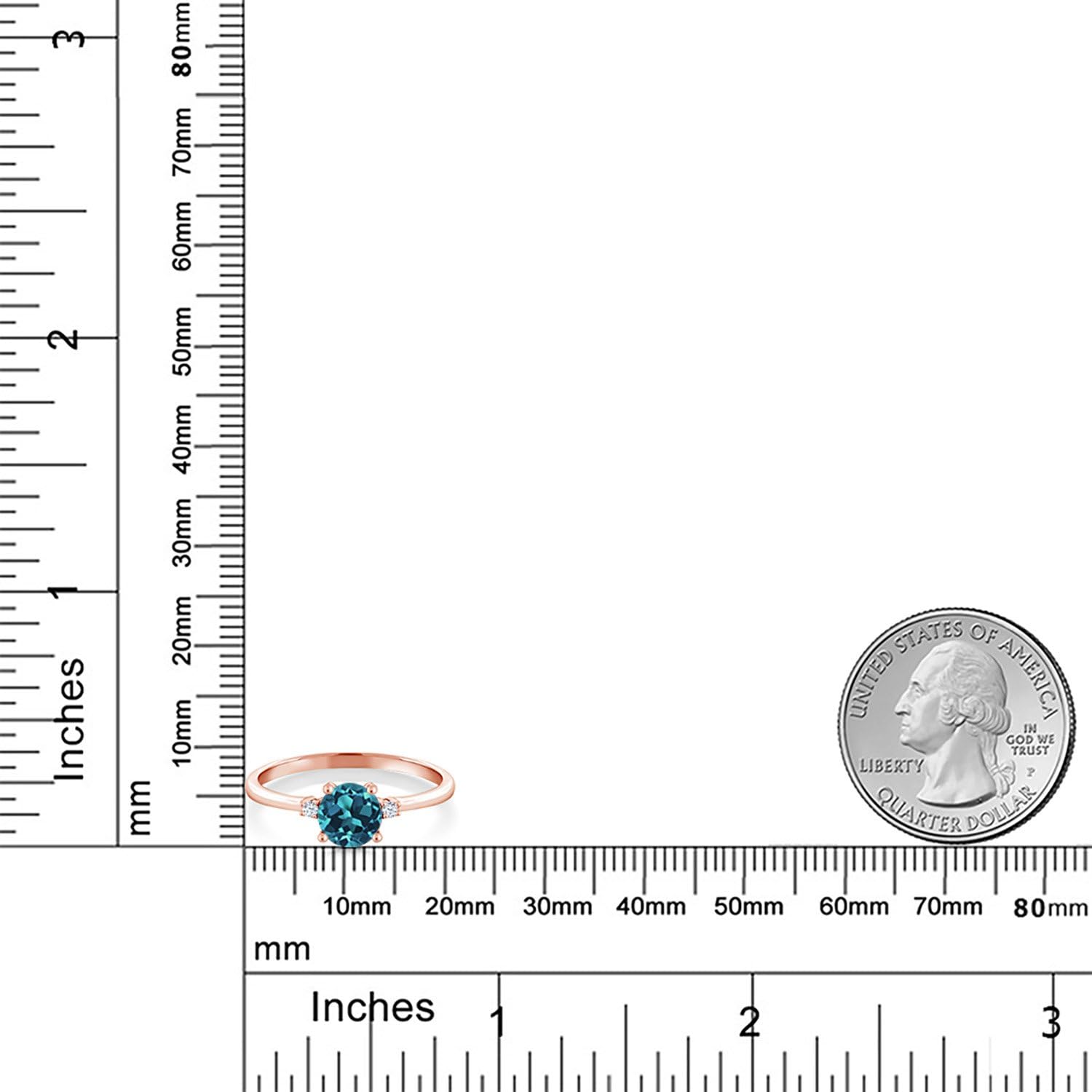 Gem Stone King 10K White Gold London Blue Topaz and White Created Sapphire Solitaire Engagement Ring For Women (0.78 Cttw, Round 6MM, Gemstone November Birthstone)