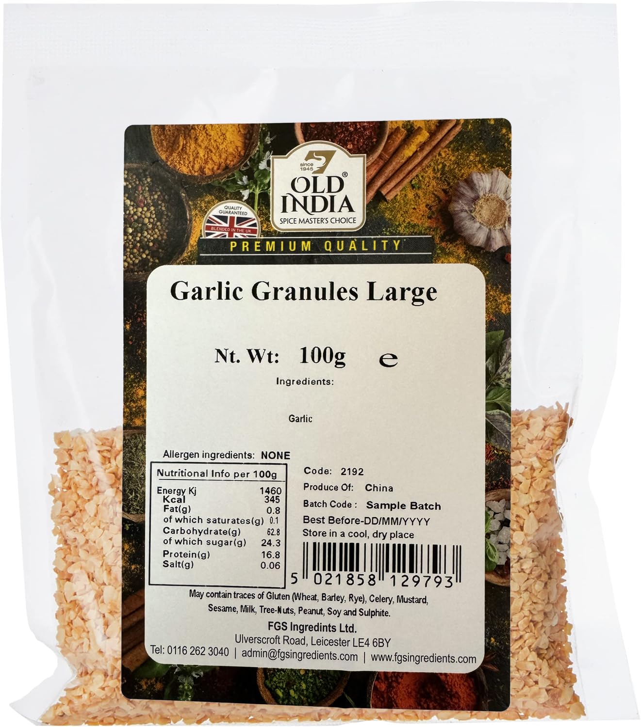 Old India Garlic Granules Large 100g