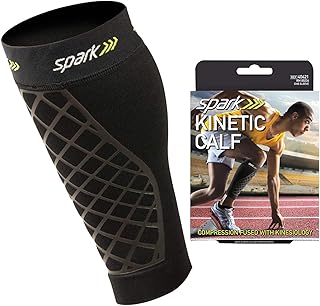Spark Kinetic Calf Sleeve, Size Large â€“ Provides Enhanced Support with Embedded Kinesiology Tape â€“Made with Moisture-Wicking Material â€“ Use for Running, Cycling, & Many Other Activities