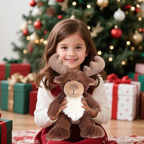 Miniatura 7 de Animales de peluche de alce calentables y refrigerables, almohadilla térmica de animales de peluche para microondas para calambres, juguetes de