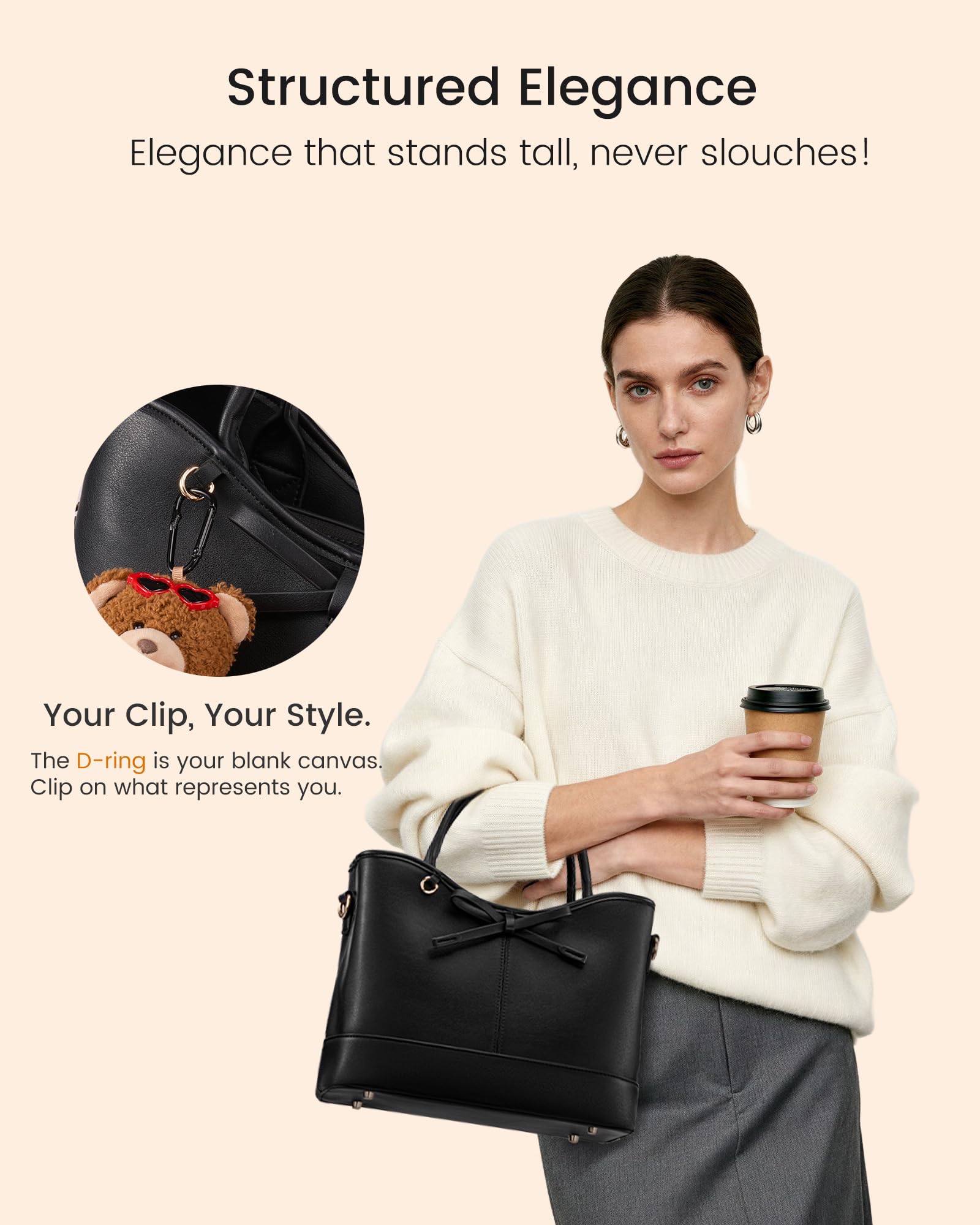 LOVEVOOK Purses and Handbags,PU Leather Purse for women with Zipper,Cute Bow Satchel Top Handle Bags for Ladies