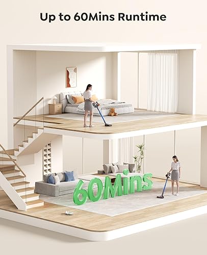 Miniatura 6 de Aspiradora inalámbrica, 45 kPa, 550 W, 60 minutos, aspiradora para el hogar, aspiradora de palo inalámbrica recargable, carga de montaje en pared,