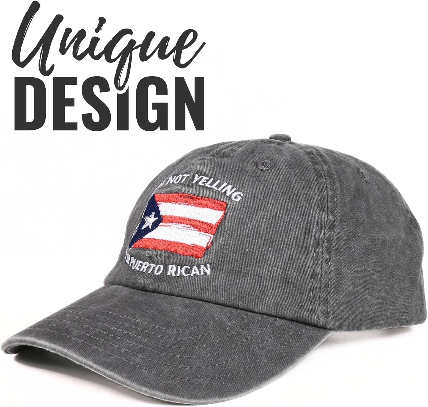 Puerto Rico Flag Gifts & Souvenirs, Embroidered Cap, Adjustable Hat Gifts Accessory for Birthday & Christmas Grey - Image 2