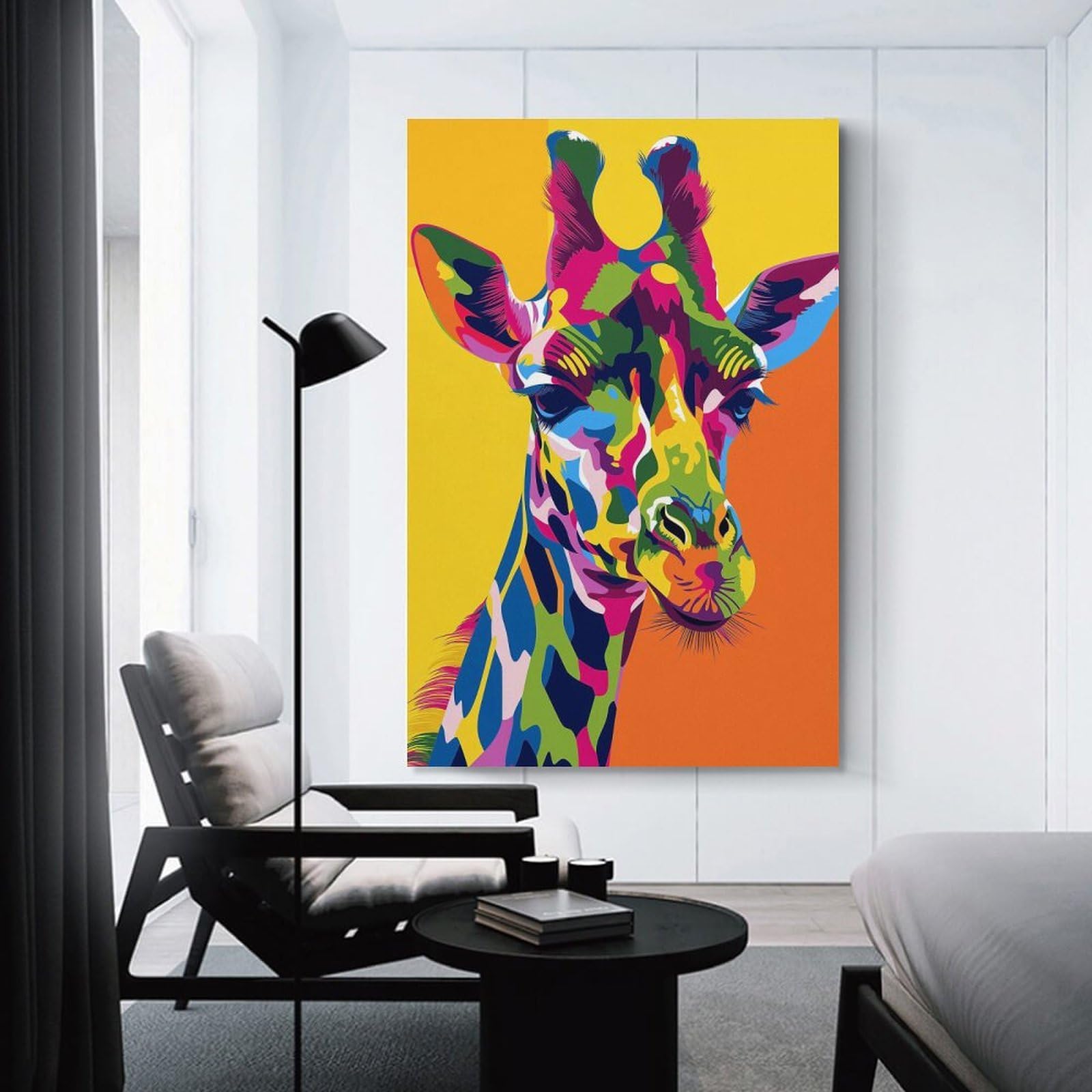 Junmoney Colorful Giraffe Portrait(6) Hanging Wall Art 08x12inch(20x30cm), for Study, Office Or Focused Interiors, Wall Art That Adds Style to Work Areas
