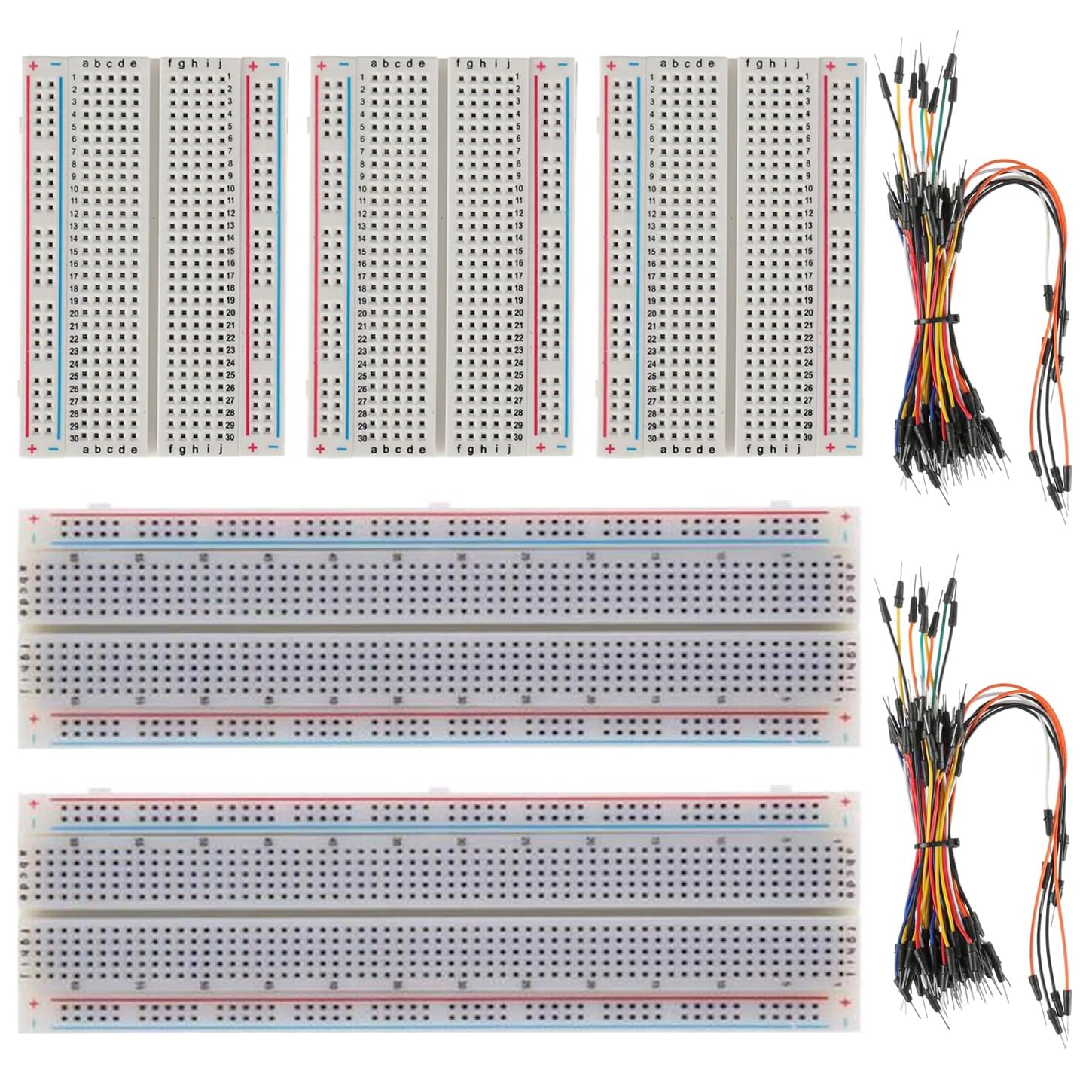 GTIWUNG 400 & 830 Tie Points Mini Breadboard Kit, bezlutowna płytka drukowana do Arduino Proto Shield + 130 szt. mostków wtykowych Jumper Wire Kabel