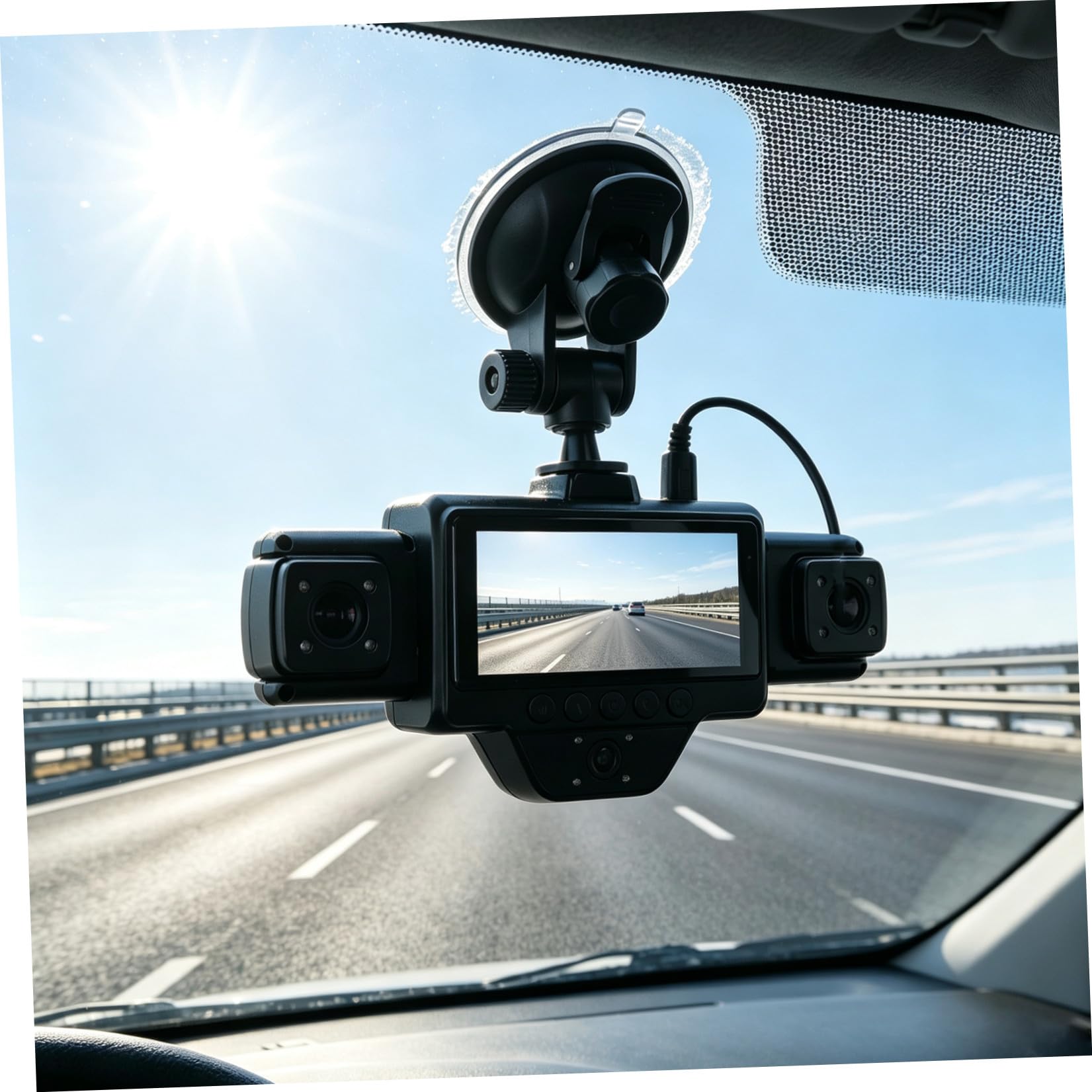 Videoregistratore Auto a Cinque Vie 2k in Abs Nero con Wifi