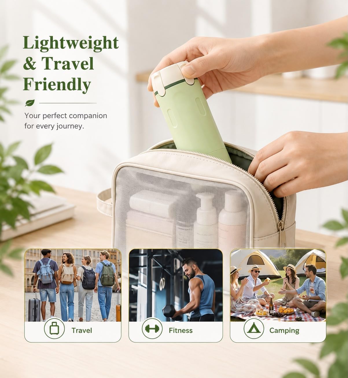 4 in 1 Travel Dispenser for Toiletries, TSA Approved Leak Proof Refillable Travel Bottles for Shampoo, Conditioner, Lotion & Soap, Portable Travel-Size Container Accessories for Women & Men