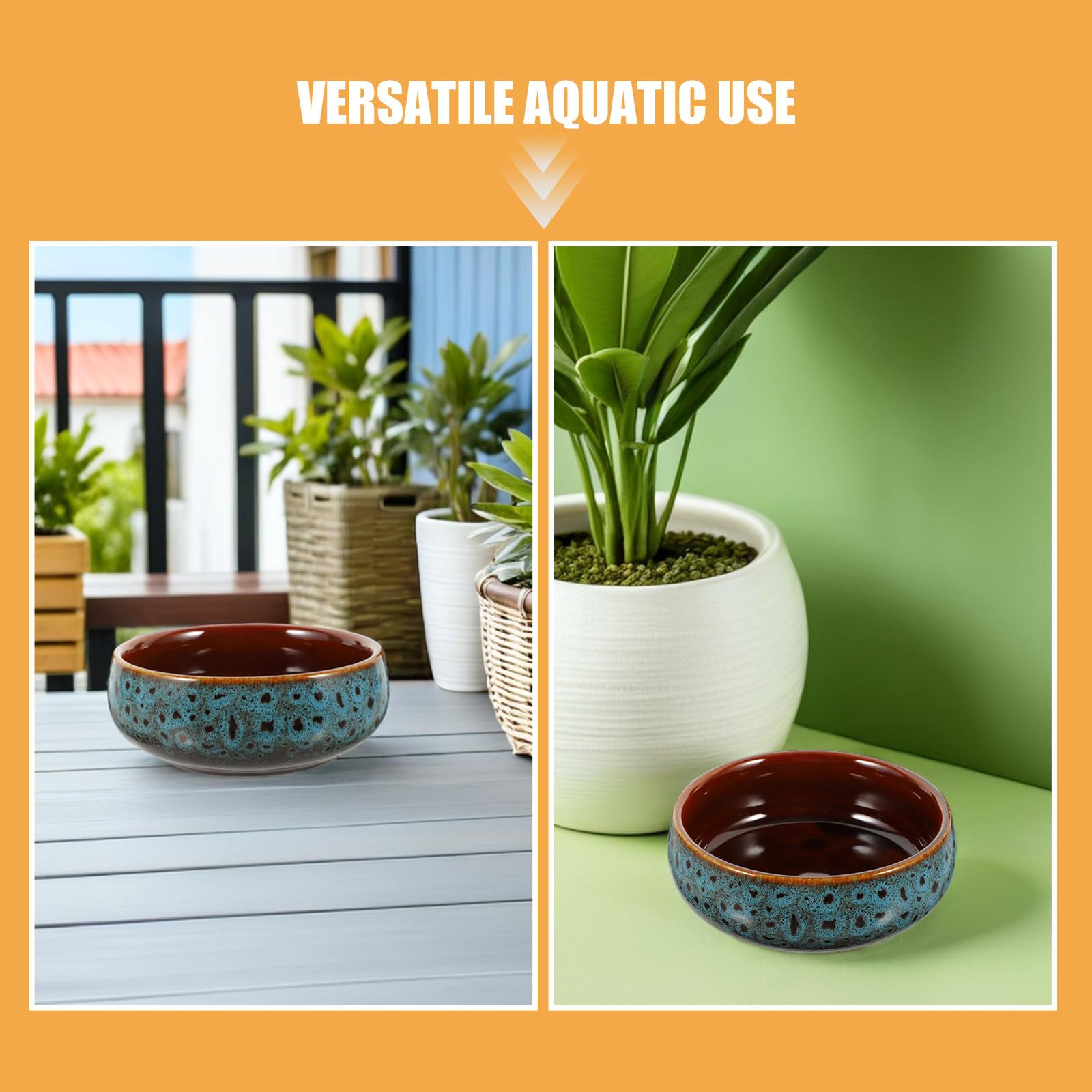 Hemobllo Lot de 2 Pots de Fleurs en Céramique Ronde sans Trou pour Culture Hydroponique, Design Créatif Terre pour Décoration Intérieure et Nénuphars