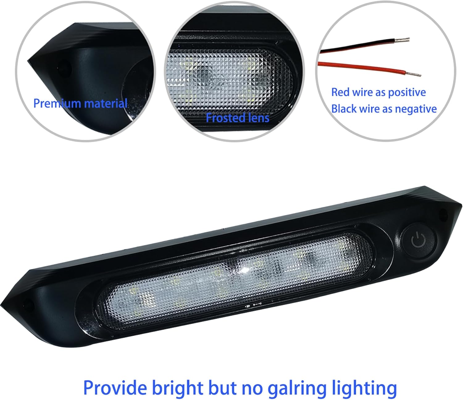 12-28v Exterior Light Dimmable 11'' RV Awning Lights 12volt 24v LED Utility Lighting for Boats Trailer Camper with Dimmer Switch 3-Levels Brightness Waterproof (black)