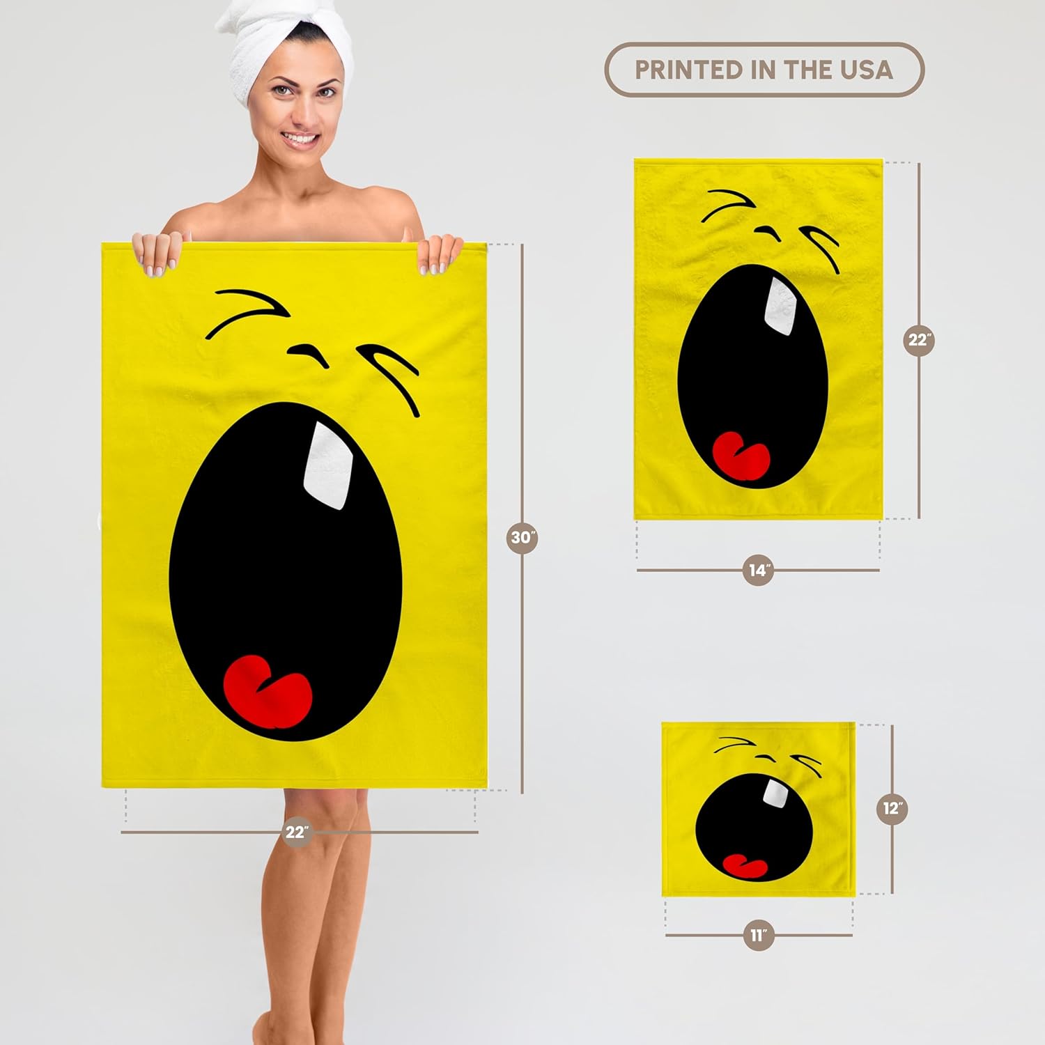 3dRose Crying Yellow Smiling Design 22x30 Bath Hand Pool Towel